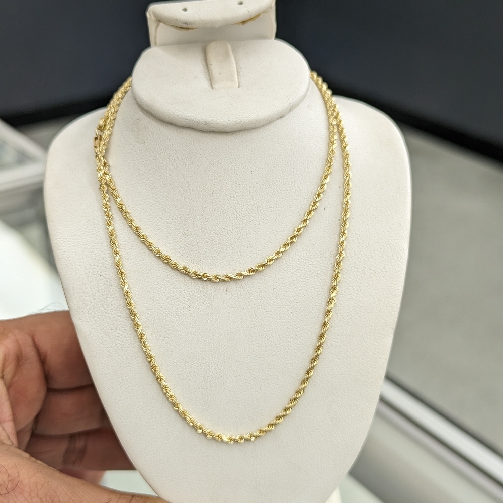 10kt Real Gold Rope Chain 2mm 22 Inch - Picture 3 of 8